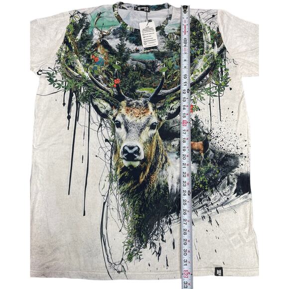 Hoodie Lab 4XL Men’s AOP Deer Nature T-Shirt All Over Print Art By Riza Peker - Picture 7 of 9